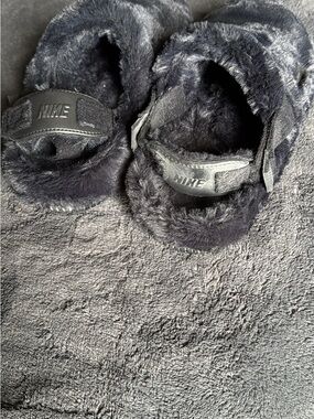 Nike Black Plush Fur Slide Slippers
